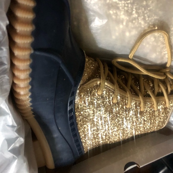 Sugar gold glitter Duck boots with blue size 8 - Picture 6 of 9